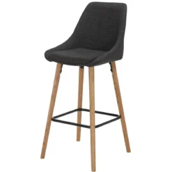 Set di 2 sedie per isola centrale con schienale in tessuto (Altezza seduta 67cm) Juno Grigio antracite gambe in quercia