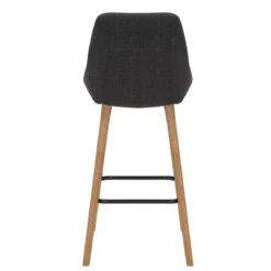 Set di 2 sedie per isola centrale con schienale in tessuto (Altezza seduta 67cm) Juno Grigio antracite gambe in quercia
