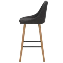 Set di 2 sedie per isola centrale con schienale in tessuto (Altezza seduta 67cm) Juno Grigio antracite gambe in quercia
