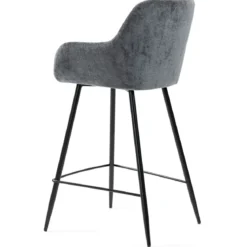 Set di 2 sedie per isola centrale con schienale in tessuto chenille (seduta 65cm) Zola Grigio