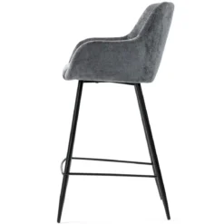 Set di 2 sedie per isola centrale con schienale in tessuto chenille (seduta 65cm) Zola Grigio