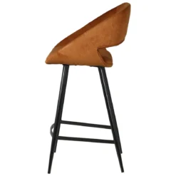 Set di 2 sedie per isola centrale con schienale in velluto a coste (Altezza seduta 68cm) Kosmo Cognac