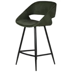 Set di 2 sedie per isola centrale con schienale in velluto a coste (Altezza seduta 68cm) Kosmo Verde scuro