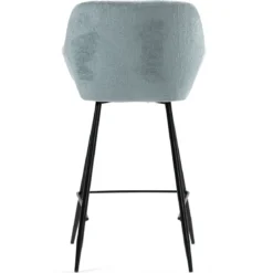 Set di 2 sedie per isola centrale con schienale in tessuto chenille (Altezza seduta 65cm) Zola Blu celadon