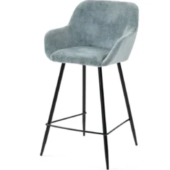Set di 2 sedie per isola centrale con schienale in tessuto chenille (Altezza seduta 65cm) Zola Blu celadon
