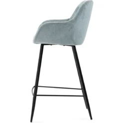 Set di 2 sedie per isola centrale con schienale in tessuto chenille (Altezza seduta 65cm) Zola Blu celadon