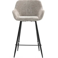 Set di 2 sedie per isola centrale con schienale in tessuto chenille (Altezza seduta 65cm) Zola Tortora