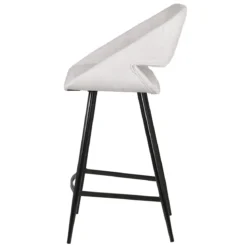 Set di 2 sedie per isola centrale con schienale in velluto a coste (Altezza seduta 68cm) Kosmo Ecru