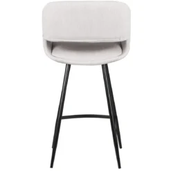 Set di 2 sedie per isola centrale con schienale in velluto a coste (Altezza seduta 68cm) Kosmo Ecru