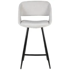 Set di 2 sedie per isola centrale con schienale in velluto a coste (Altezza seduta 68cm) Kosmo Ecru