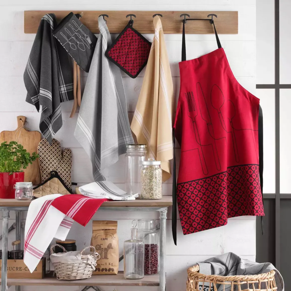 Set di 2 strofinacci cotone riciclato Cuisiline Bordò