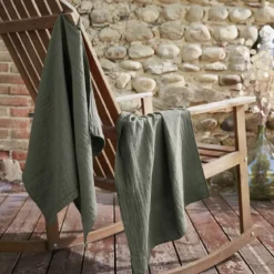 Set di 2 strofinacci garza di cotone (70 cm) Gaïa Verde rosmarino