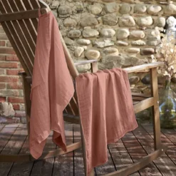 Set di 2 strofinacci garza di cotone (70 cm) Gaïa Rosa pesca