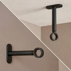 Set di 2 supporti per bastoni regolabili (L90 - L150 / Ø20 mm) Jim Nero opaco