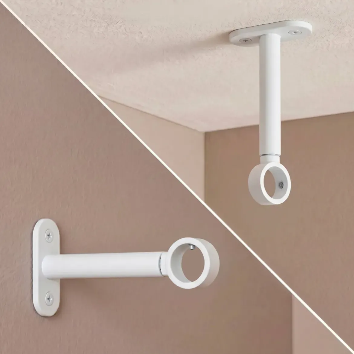 Set di 2 supporti regolabili (L90 - L150 / Ø20 mm) Bianco opaco
