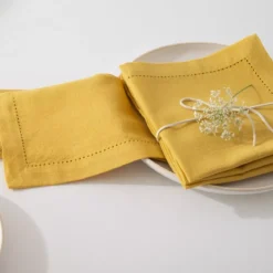 Set di 4 tovaglioli Chambray Giallo ocra