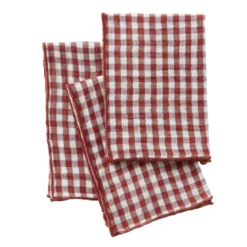 Set di 3 tovaglioli in doppia garza di cotone (40 x 40 cm) Gaïa vichy Terracotta