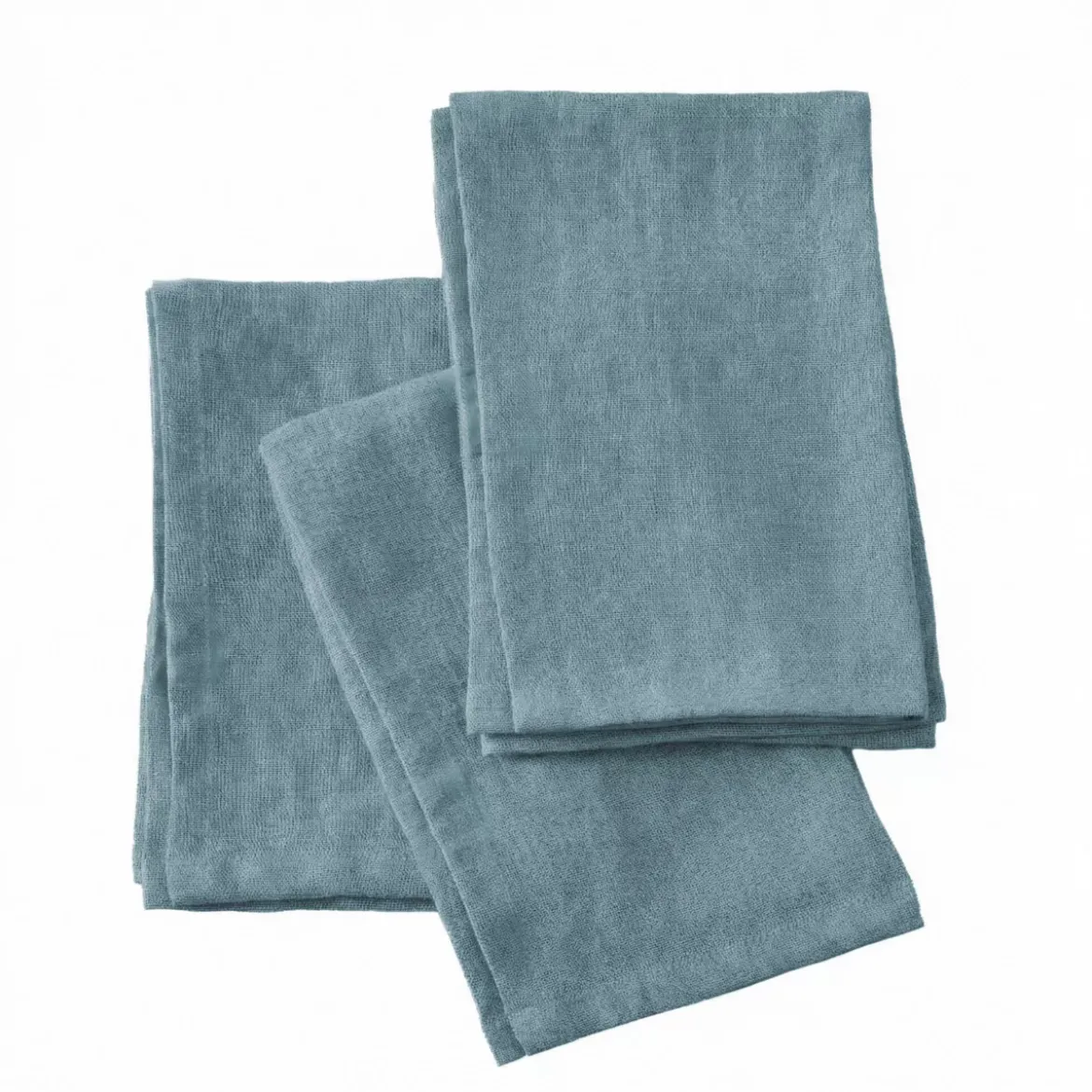 Set di 3 tovaglioli in lino lavato (40 x 40 cm) Louise Blu Azzurro