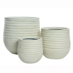 Set di 3 vasi da esterno rotondi (H49-37-27 cm) Jamie Bianco