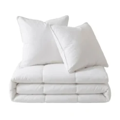 Set Piumone caldo antiacari (240 x 220 cm) + 2 Cuscini (60 x 60 cm) Comète Bianco