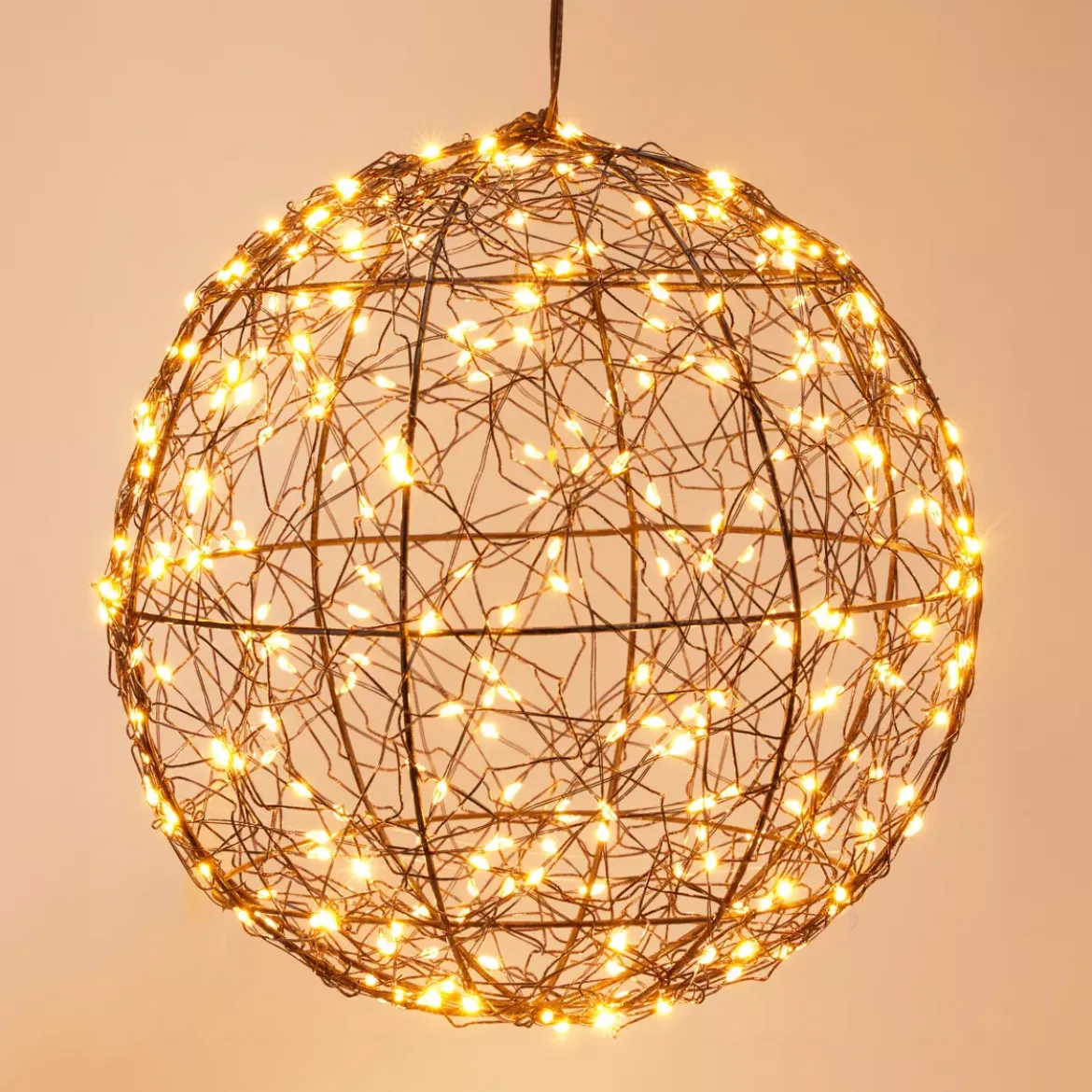 Sfera luminosa da appendere 300 micro LED (D25 cm) Luce Polare Nero e Bianco caldo