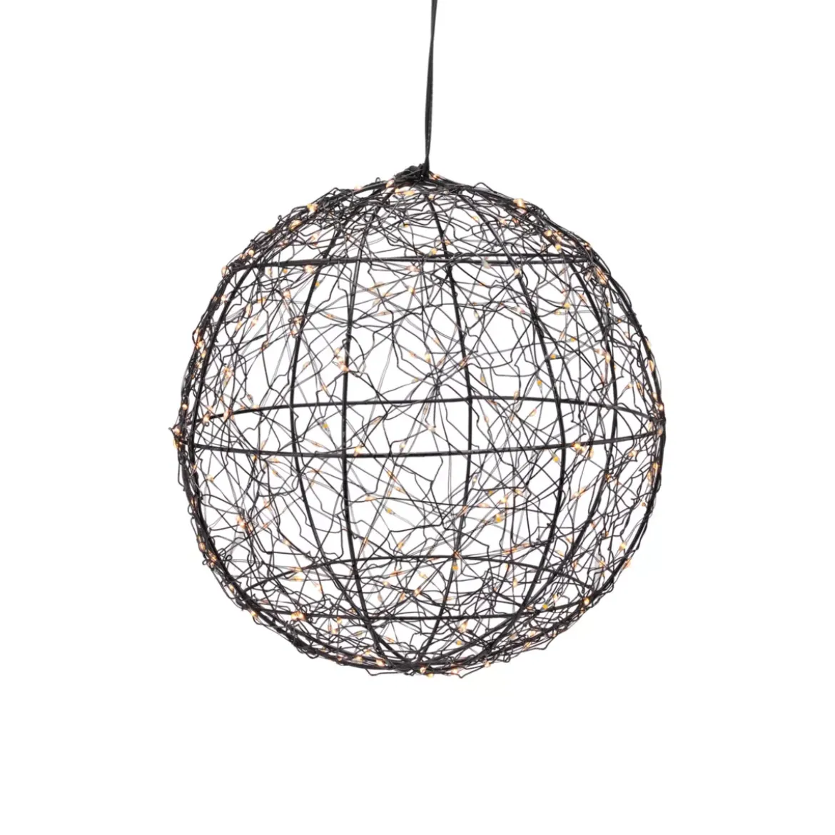 Sfera luminosa da appendere 300 micro LED (D25 cm) Luce Polare Nero e Bianco caldo