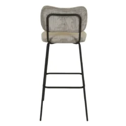 Sgabello da bar con schienale in velluto a coste (Altezza seduta 77cm) Orion Grigio acciaio