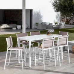 Sgabello da giardino Alluminio impilabile Murano Bianco e tortora