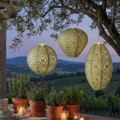 Sospensione da giardino solare (H38 cm) Lanterna traforata Verde