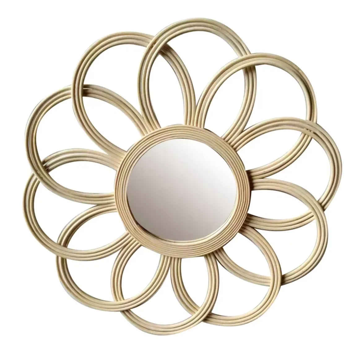 Specchio da parete in bambù (44,5 cm) Calenza Beige