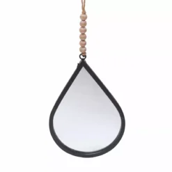 Specchio da parete in metallo (Alt 37 cm) Goccia d'acqua Nero