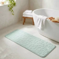 Tappeto da bagno rettangolare in memory foam (50 x 120 cm) Galeo Verde eucalipto