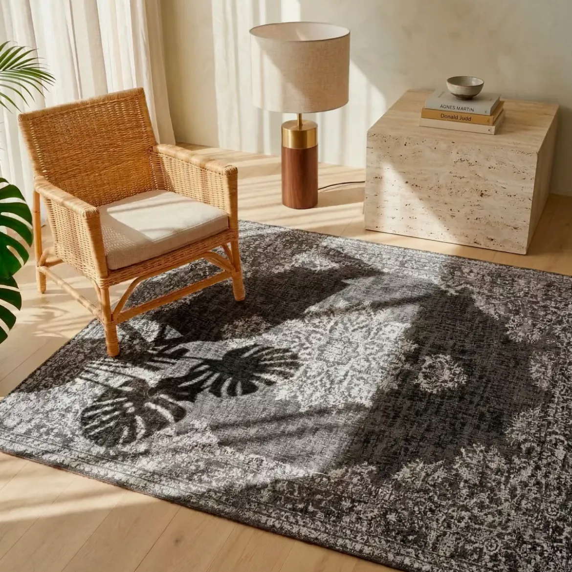 Tappeto da soggiorno rettangolare jacquard (140 x 200 cm) Sana Grigio
