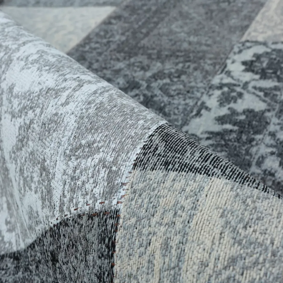 Tappeto da soggiorno rettangolare jacquard (160 x 230 cm) Rishi Nero e grigio