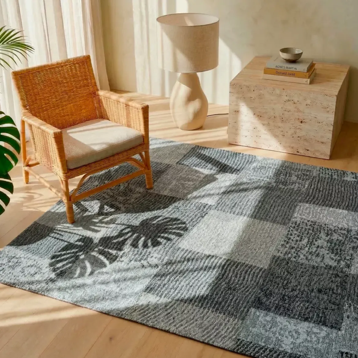 Tappeto da soggiorno rettangolare jacquard (160 x 230 cm) Rishi Nero e grigio