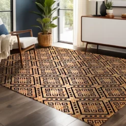 Tappeto da soggiorno rettangolare juta tessuto a mano (160 x 230 cm) Meera Beige