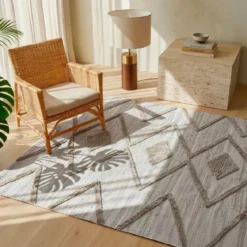 Tappeto da soggiorno rettangolare in materiale riciclato tufted (140 x 200 cm) Kaito Avorio