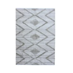 Tappeto da soggiorno rettangolare in materiale riciclato tufted (140 x 200 cm) Kaito Avorio