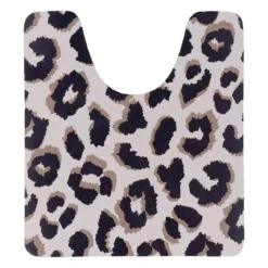 Tappeto per wc antiscivolo con sagoma leopardata (45 x 50 cm) Serengeti Nero e Bianco