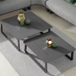 Tavolino da giardino quadrato in alluminio (85 x 85 cm) Long Beach Grigio antracite