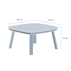 Tavolino da giardino quadrato alluminio Amalfi Bianco