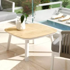 Tavolino da giardino quadrato alluminio Amalfi Bianco