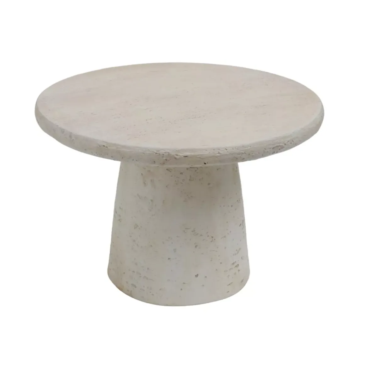 Tavolino rotondo in magnesio ossidato (H41,9 cm) Nuvian Effetto travertino