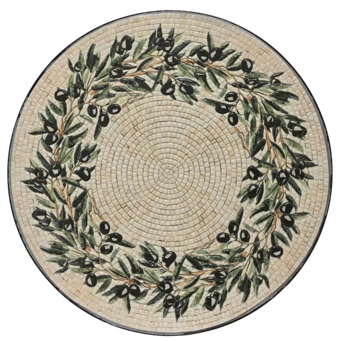 Tavolino rotondo in mosaico (H46 x D39 cm) Atene Beige