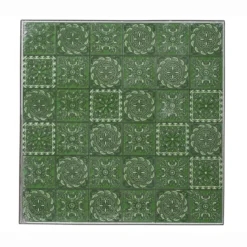 Tavolo bistro quadrato fisso in mosaico (58 x 58 cm) Aveiro Grigio e verde oliva