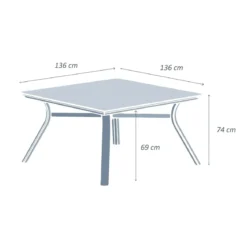 Tavolo da giardino alluminio 8 posti (136 x 136 cm) Amalfi Grigio antracite
