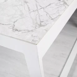 Tavolo da giardino alluminio e ceramica 12 posti (260 x 120 cm) Kore Bianco effetto marmo