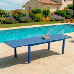Tavolo da giardino allungabile in alluminio 10 posti (135/270 x 90 cm) Murano Blu