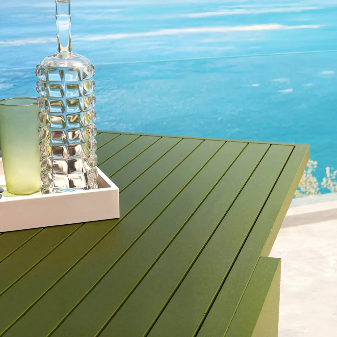 Tavolo da giardino allungabile in alluminio 10 posti (135/270 x 90 cm) Murano Verde oliva