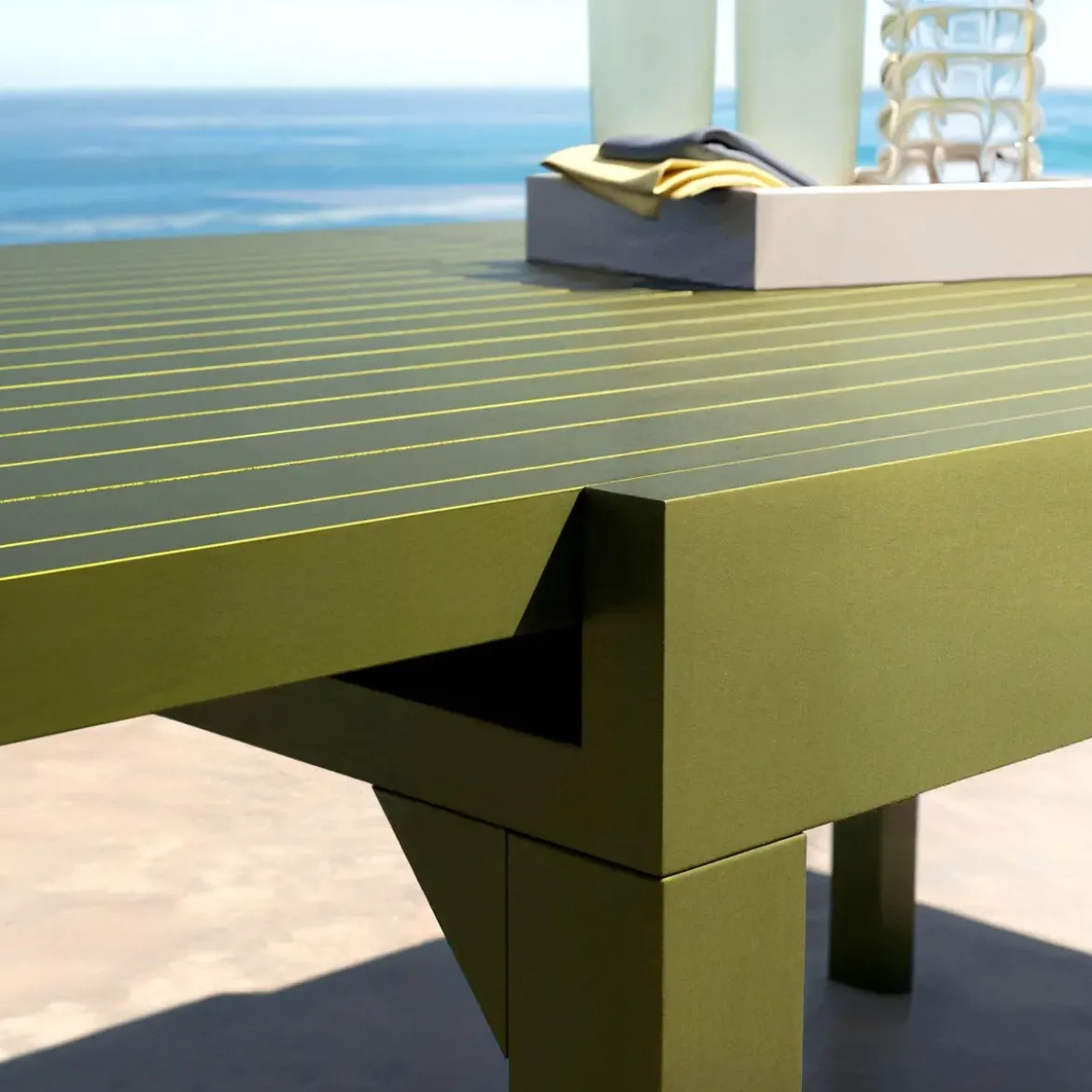 Tavolo da giardino allungabile in alluminio 10 posti (135/270 x 90 cm) Murano Verde oliva